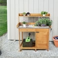thumbnail image 2 of Yaheetech Extérieur Potting Table-Banc avec Armoire, Tiroir et Tablette Ouverte, Bois, 2 of 7