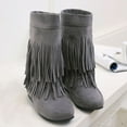 thumbnail image 5 of iOPQO Women's Ankle Boots Fringed Boots Women Fashion Increased Flat Bottom Wedges Short Boots Suede Boots tassel boots women's fashion Grey 35, 5 of 5