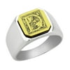 Stainless Steel Men Male Signet Ring Floral Alphabet Initial Anniversary Gold Top D SZ 12