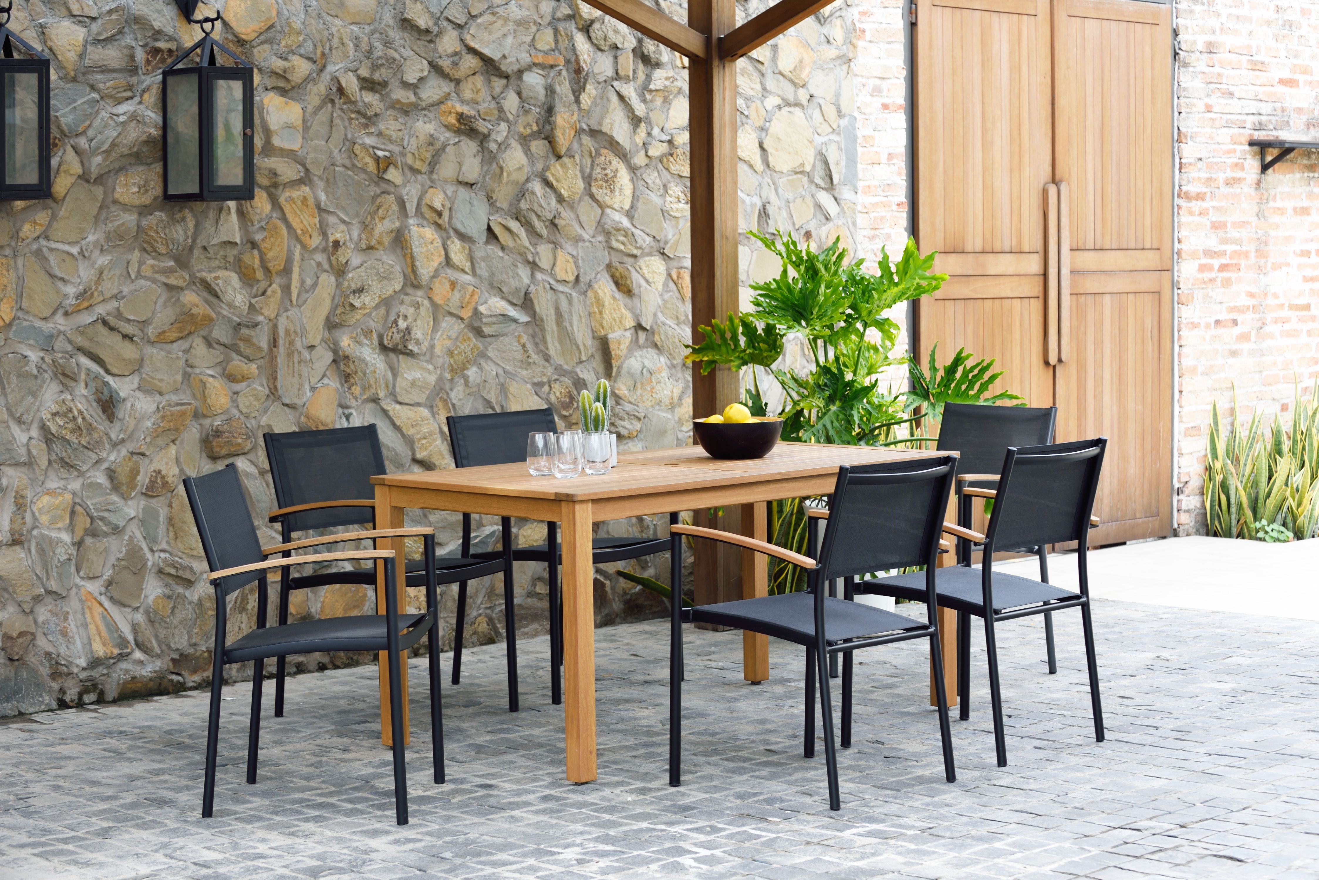 Amazonia Bellegard Teak Finish 7 Pieces Rectangular Patio Dining Set