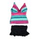 thumbnail image 2 of Tankini de 2 piezas Island Escape con falda con volantes y rayas para mujer verde 10, 2 of 2