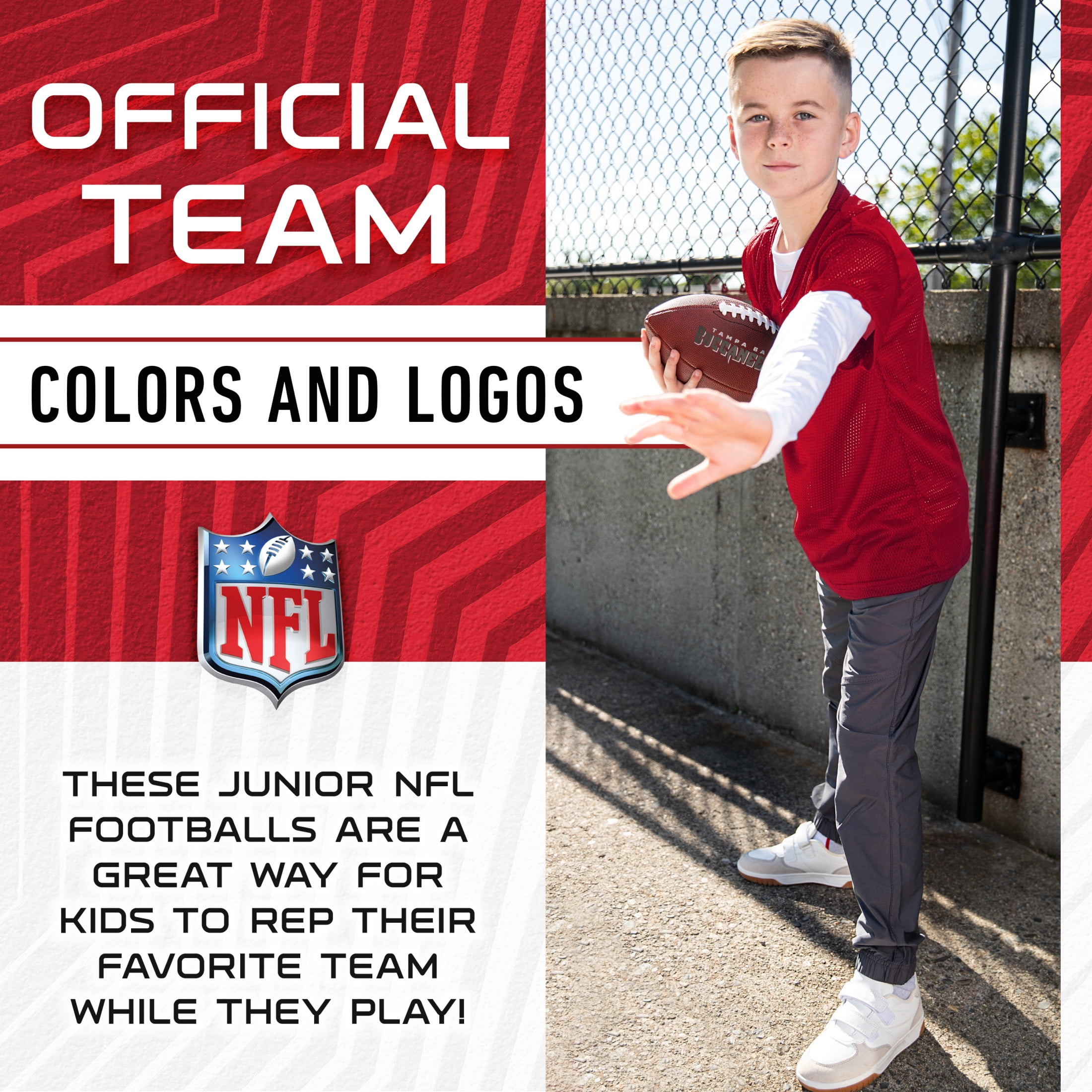 Franklin Sports NFL Tampa Bay Buccaneers Football - Youth Junior Size Football for Kids - Official NFL Team Logo + Colors Youth Football - Kids NFL Fan Shop Football