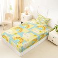 thumbnail image 5 of Manfei Grid Rainbow Twin Sheets, Galaxy Cloud Bedding, Yellow Blue, 3pcs, 1 Flat Sheet, 1 Fitted Sheet and 1 Pillowcase, 5 of 6