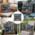 thumbnail image 4 of Throw Pillow Covers, Middle Century 16x16 Pillow Covers for Couch/Sofa/Bed, Vintage Abstract Bohemia Tribal Pattern Blue Decorative Square Linen Cushion Pillowcase for Home Decor, 4 of 9