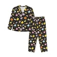 thumbnail image 1 of Fotbe Flower Butterfly Conjunto de Pijama de Manga Larga para Mujer con Estampado, Ropa de Dormir de 2 Piezas, Conjunto de Casa Suave y Cómodo con Bolsillos-Small, 1 of 7