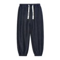 thumbnail image 2 of Pantalones largos para hombre, moda informal, cómodos, de color sólido, holgados, de verano, con bolsillos y cordón, pantalones deportivos de poliéster para hombre., 2 of 3