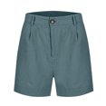 thumbnail image 5 of Linen Shorts for Women Summer Bermuda Shorts with Pockets Dressy Casual Button Down Wide Leg Beach Short Sky Blue 2XL, 5 of 8
