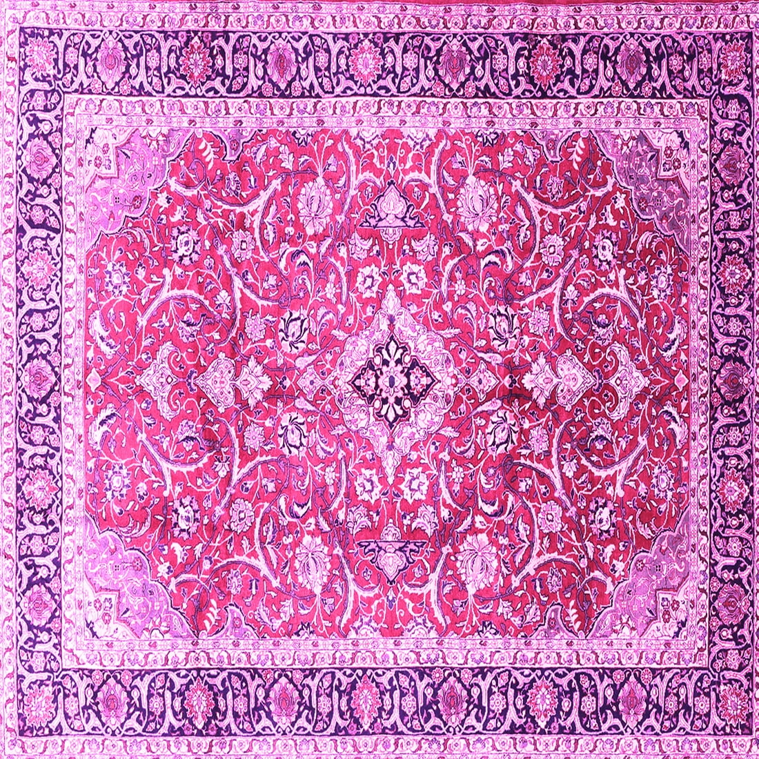 Ahgly Company Indoor Square Medallion Pink Traditional Area Rugs, 4 ...