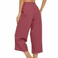 thumbnail image 7 of Htigea Clearance Womens Capri Yoga Pants Wide Leg Drawstring Lounge Pants Loose Comfy Workout Capris Sweatpants with Pockets Clearance Sale Watermelon Red 2XL, 7 of 7