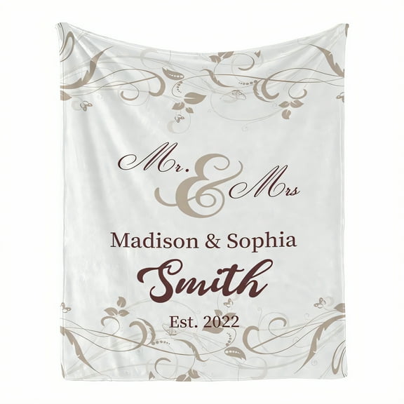 AUQ Throw Blanket,Romantic Wedding Design Couch Throw Blanket,Elegant Memory Throw Cozy Blanket,Style1,51*60in