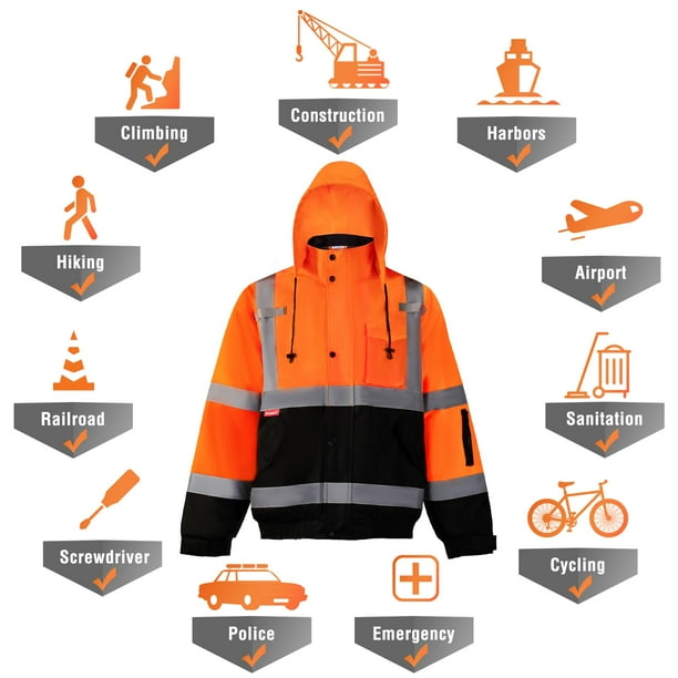 ProtectX High Visibility Safety Waterproof Bomber Jacket for Women