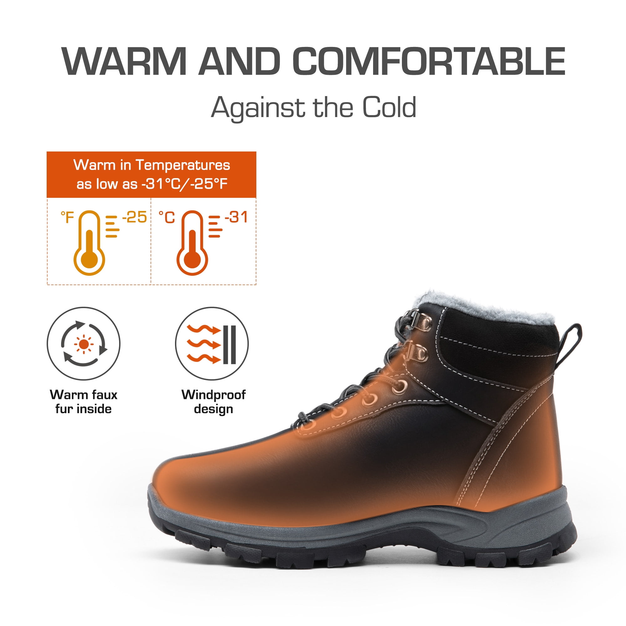 DREAM PAIRS Womens Waterproof Warm Ankle Boots Faux Lined Lace Up Outdoor Hiking Work Shoes