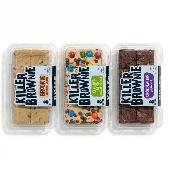 Killer Brownie Bites Variety Pack | 8 Count | Brookie Brownie, Chocolatier, Kitchen Sink | Pack of 3 (24 Total Brownie Bites)