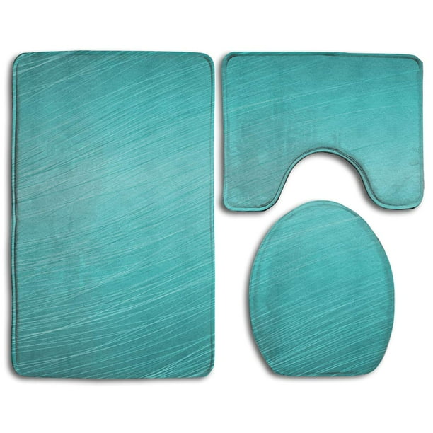 PUDMAD Teal Aqua 3 Piece Bathroom Rugs Set Bath Rug Contour Mat and Toilet Lid Cover Walmart