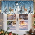 thumbnail image 5 of Christmas Snowman Valances for Windows, 54 x 18in, Xmas Tree Deer Winter Blue Ombre Snow Scene Rod Pocket Kitchen Valance Curtain Light Filtering Window Treatments for Living Room Bedroom, 1 Panel, 5 of 7