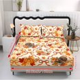 thumbnail image 5 of Glofpot 3 Piece Fitted Sheet Set With 2 Pillowcases For Bedroom Pink Background Pumpkin Bow Acorn Fall Harvest Print, 5 of 8