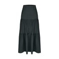 thumbnail image 3 of Wyobmus Womens Tiered Maxi Skirt High Elastic Waist Ruffle Hem Skirt Quick Dry Ankle Length Flowy Boho Skirt for Beach Vacation Resort Dark Gray, 3 of 7
