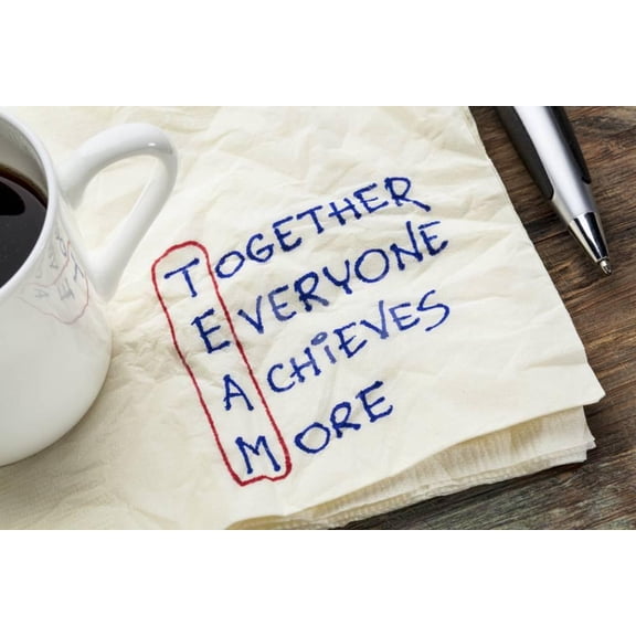 TEAM Acronym Together Everyone Achieves More, Teamwork Motivation Concept  a Napkin Doodle, Unframed Photographic Print Wall Art by PixelsAway Sold by Art.Com