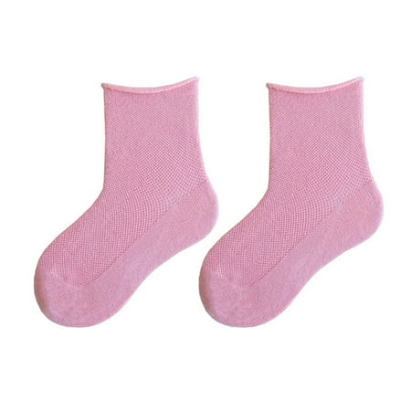 

kpoplk Children s Spring Summer Solid Candy Color Socks Toddler Kids Baby Boys Girls Thin Mesh Crew Socks Kid Blanks(Pink)