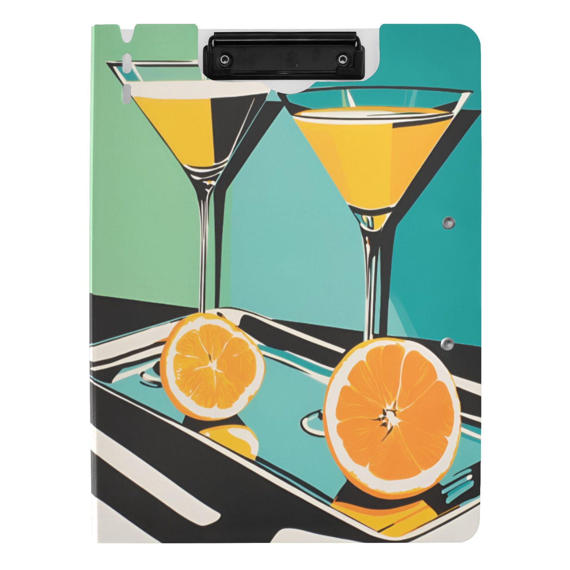 FORMRS A4 Clipboard Folder with Pen Holder Horizontal Foldable School Office Binder, Orange Glasses