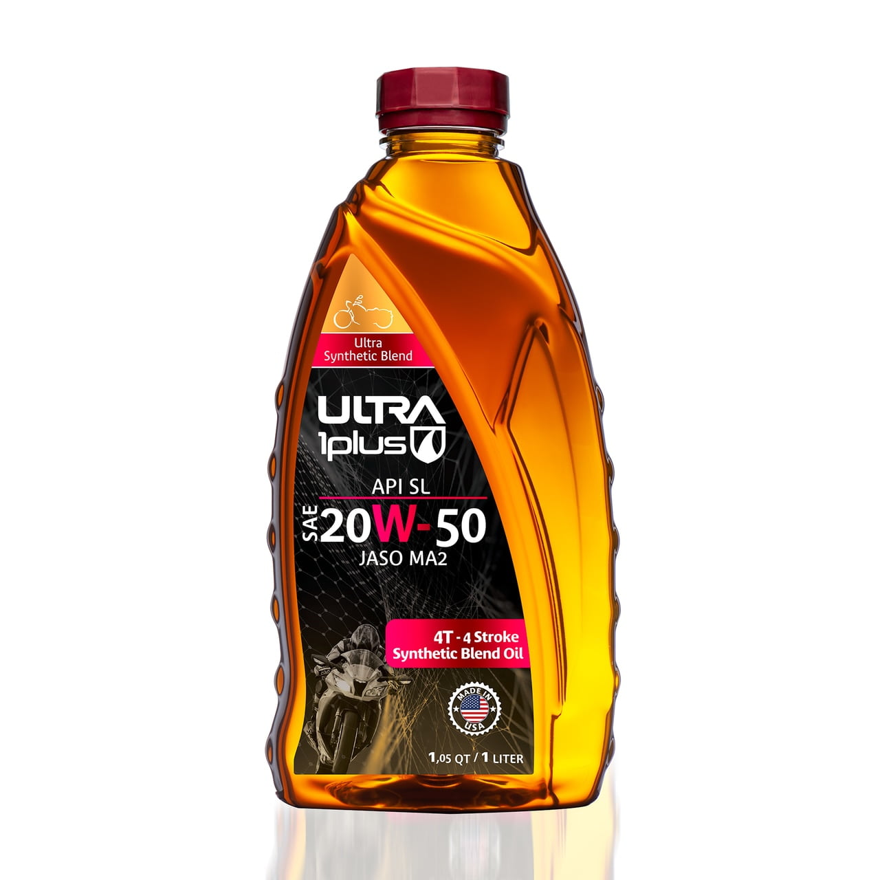 Ultra1Plus SAE 20W50 Synthetic Blend Motorcycle Oil 4T API SL JASO MA2