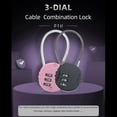 thumbnail image 4 of 3-digit Travel Combination Lock Zinc Alloy Cable Padlock Backpacks Security Lock Wire Rope Luggage Lock Weather-proof, 4 of 7