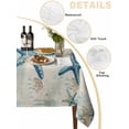 thumbnail image 5 of Teal Starfish Coastal Rectangle Tablecloth, Vintage Summer Beach Nautical Waterproof & StainResistant Tablecloth, Washable Oil-proof Table Cover for Dining/Party/Wedding/Camping/Buffet 54x108 In, 5 of 9
