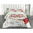 thumbnail image 3 of Ambesonne Cat Quilted Bedspread Set 3 Pcs, Cat Star Glasses Funny, King Size, Pale Pink Beige and Red, 3 of 5