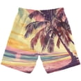 thumbnail image 2 of joogoo Kids Boys Swim Trunks Retro Sunset Palm Tree on Beach Beach Board Shorts Drawstring Swimsuit Kid Teen L, 2 of 6