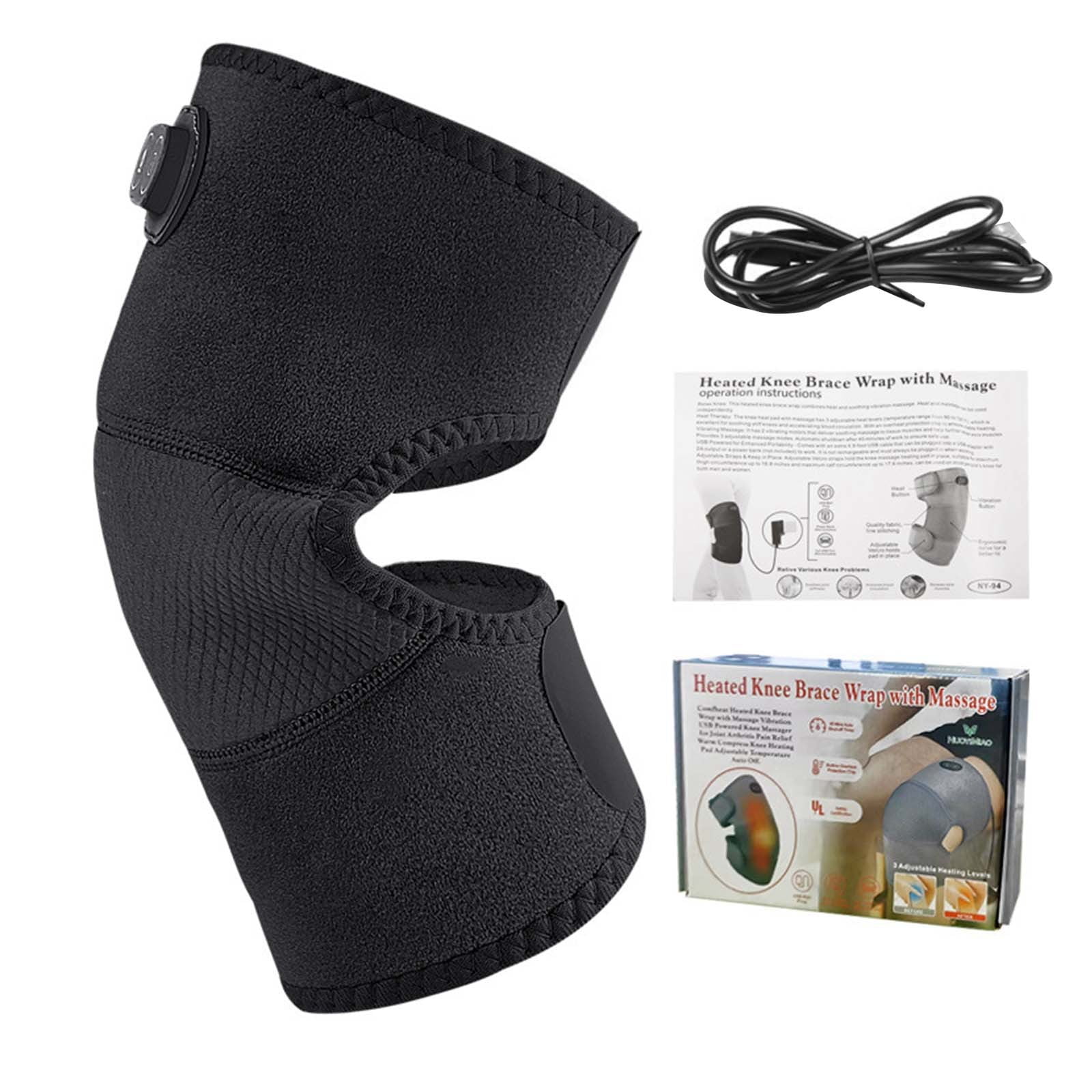 USB Powered Heating Knee Pads with Vibration Massage Technology for Warmth and
