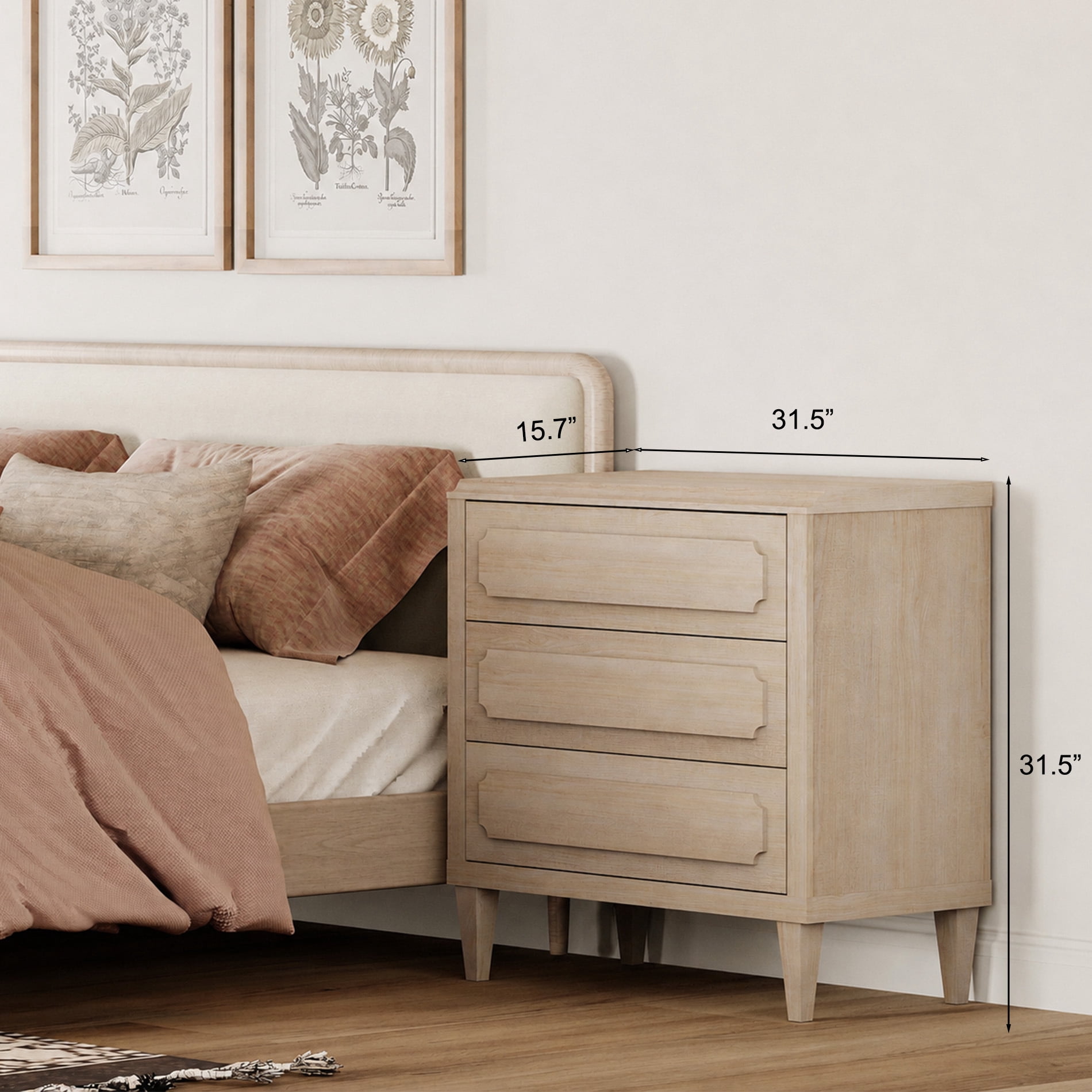 WAMPAT Modern Large Nightstand Set of 2