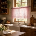 thumbnail image 5 of 54.8"X36"Boho Lace Window Curtain Valance Embroidered Solid Color Farmhouse Light Filtering Small Window Tier for Kitchen Living Room, 5 of 6