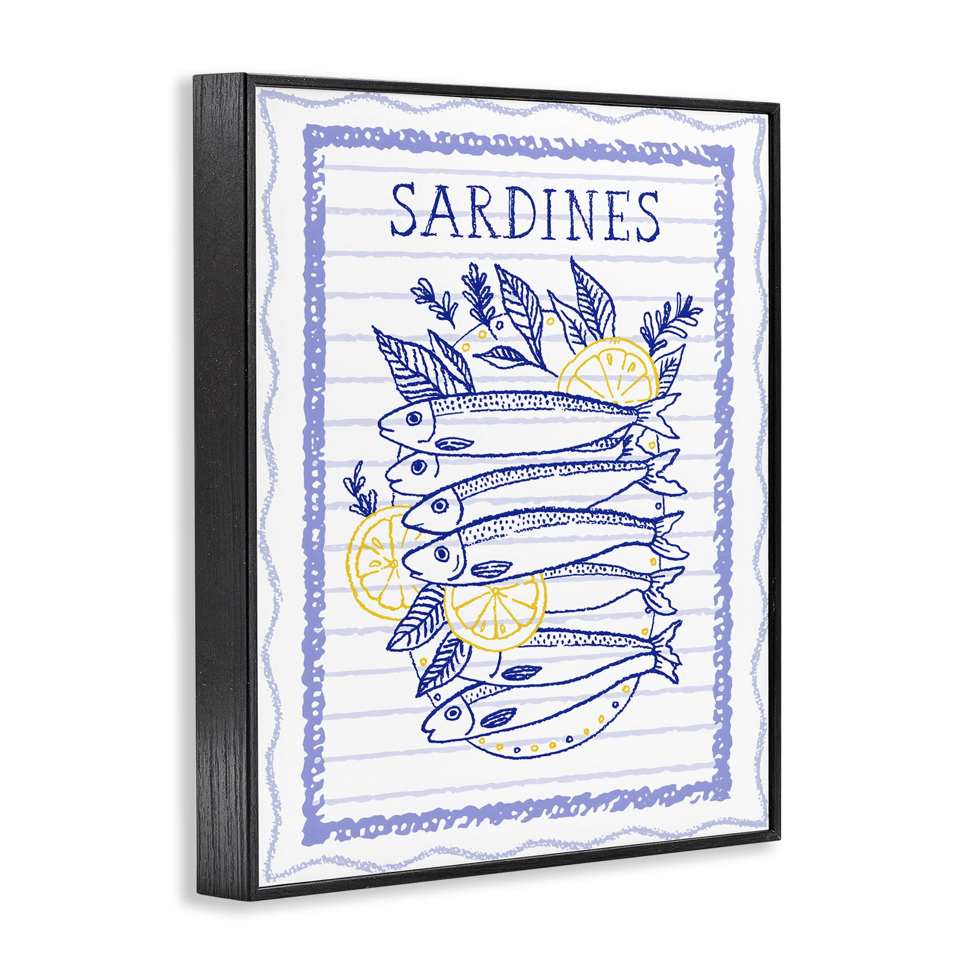 Stupell Industries Sardines Pile with Lemons Black Framed Giclee Art, design by Creative Studio
