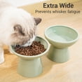 thumbnail image 2 of Cuenco elevado para comida para gatos CEEFU 2, de cerámica, ancho y poco profundo, verde salvia, 2 of 6