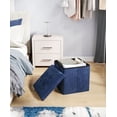 thumbnail image 3 of OSM 15 Inches Small Folding Storage Ottoman Cube, Storage Footrest, Foot Rest Stool, Toy Box, for Living Room, Bedroom, Dorm, Hallway, Entryway, Navy Blue, 3 of 9