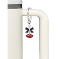 thumbnail image 3 of Delight Jewelry Goldtone Small Translucent Red Lips - Silvertone Black Bow Charm Accessory for Tumblers and Thermal Cups, 3 of 4