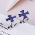 thumbnail image 2 of Gemelos de aleación con forma de cruz azul para hombre, 1,8 cm × 1,8 cm, 2 of 3