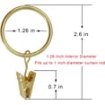 thumbnail image 3 of 40 Pack Gold Curtain Rings with Clips, Curtain Hooks Hangers Clip Rings for Hanging Drapes Bows Hat, Drapery Rings 1.26 in I D, Fits up to 1 in Diameter Curtain Rod., 3 of 5