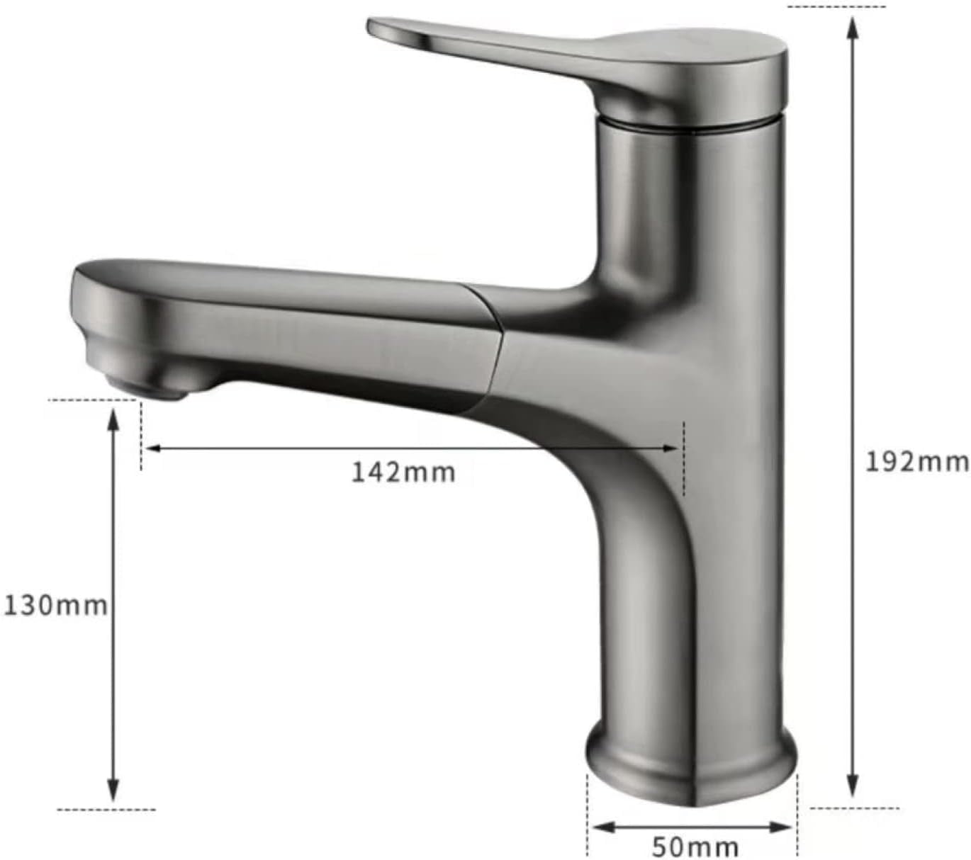 Bathroom Sink Faucet with Sprayer Retractable Sink Faucet Bathroom Single Hole Hot and Cold Water Mixer Tap Single Handle 360° Rotatable Multi-Function, Bathroom Pull Down Sink Faucet,Gun Grey