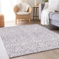 thumbnail image 5 of HomeRoots 673141 5 x 8 ft. Lavender & Ivory Damask Washable Machine Made Rectangle Area Rug with UV Protection, 5 of 9