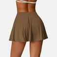 thumbnail image 4 of Women's High Waist Flowy Athletic Skirt with Built-In Shorts - Medium, Brown, 4 of 6