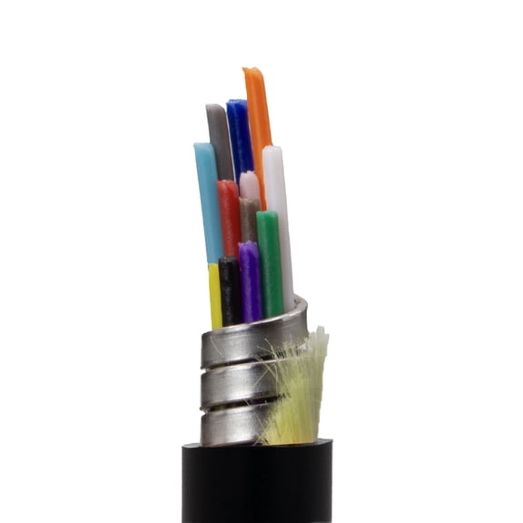 500ft Aqua Armored Plenum 12 Strand OM3 Multimode Fiber Optic Cable, 10Gbit, Corning ClearCurve, Steel Protected