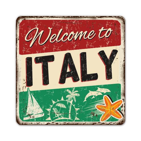 Welcome to Italy - 3" Vinyl Sticker - For Car Laptop Water Bottle Phone - Waterproof Decal