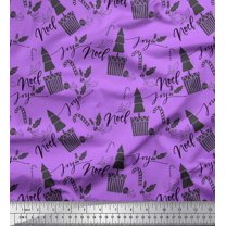 Soimoi Purple Silk Fabric Christmas Theme Party Print Fabric by the Yard 42 Inch Wide