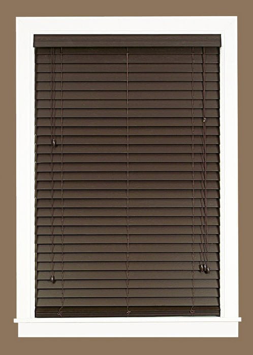 Cordless Gray Mini Window Blinds 2" Inch Faux Wood Grain Plantation Blind 