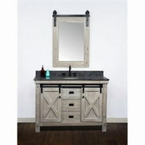 InFurniture WK8548-WK TOP 48 in. Rustic Solid Fir Barn Door Style Single Sink Vanity with Limestone Top & Oval Sink, Driftwood - No Faucet - 49 x 34.6 x 22 in.