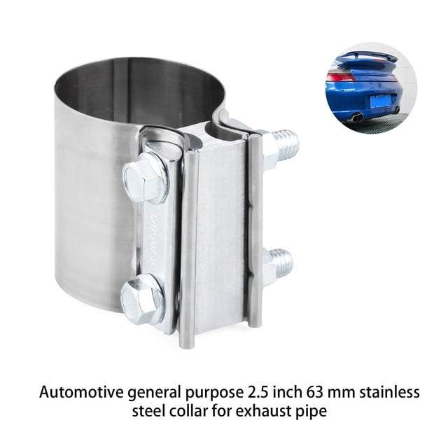 Exhaust Pipe Connector 6.3CM/2.5Inch Universal Stainless Steel Exhaust Tube Connector Sleeve Clamp Connector Replacement Exhaust Pipe Joiner for Repairing
