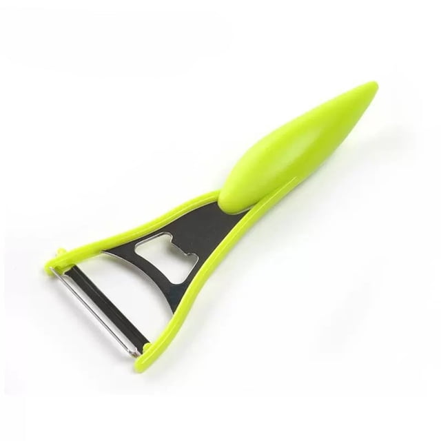 Pelador y abridor de botellas de acero inoxidable, herramienta de cocina multifuncional para pelar frutas y verduras con hoja afilada y mango ergonómico para cocinar en casa. Ideal para pelar