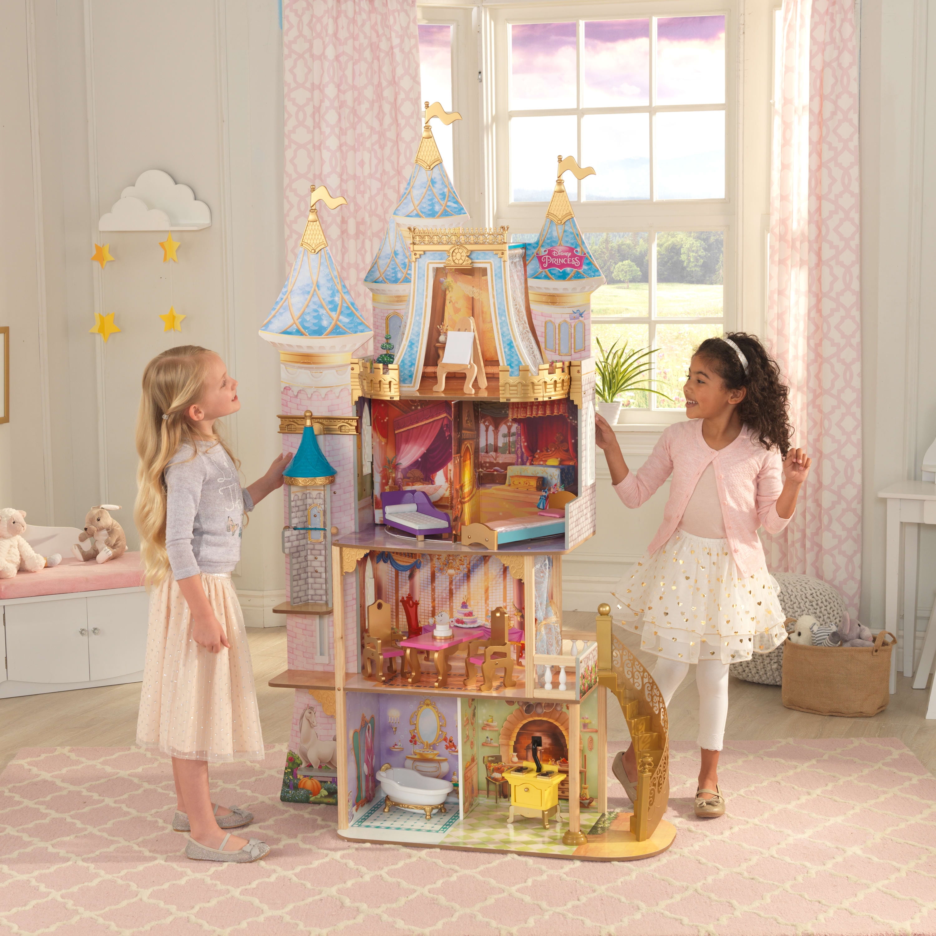 Disney Princesses, Château Royal, Maison de poupées avec Meubles et  Accessoires, Jeu de lumières Musical, pour Enfants, dès 3 Ans