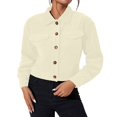 thumbnail image 3 of Tqcoqu Corduroy Jacket for Women, Long Sleeve Button Down Cropped Jacket, Dressy Casual Lightweight Crop Shackets with Pockets, Fall Winter Outwear,2026 Fashion Outfit, 3 of 10